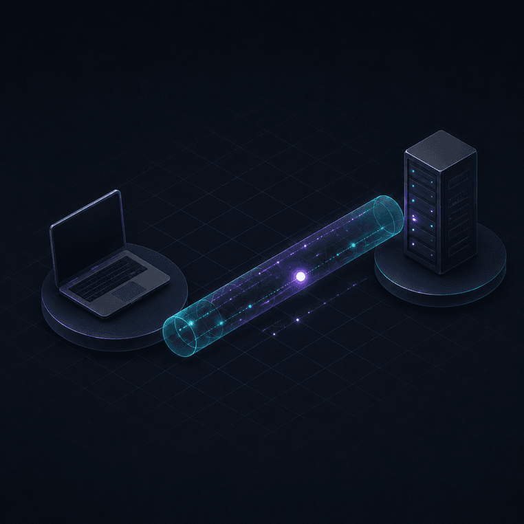 An illustration of a port-forwarding rule being applied